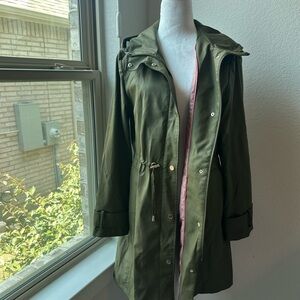 Kate Spade Green Trench Coat with Collared Neckline